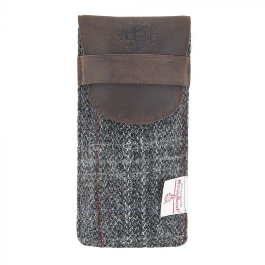 Harris Tweed Glasses Case in Dark Grey Check Tweed