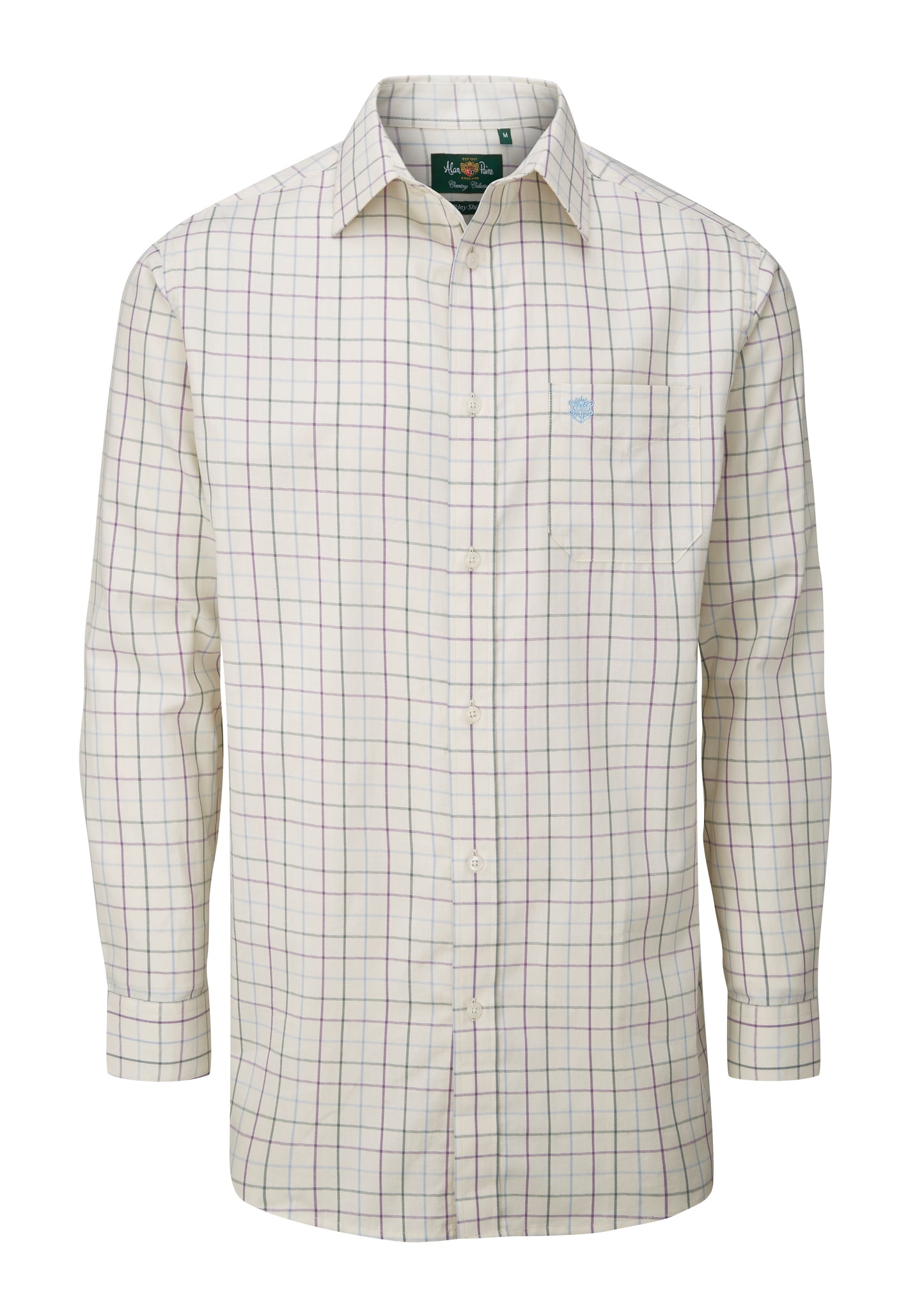 Alan Paine Purple & Blue Country Check 100% Cotton Shirt in Regular Fit