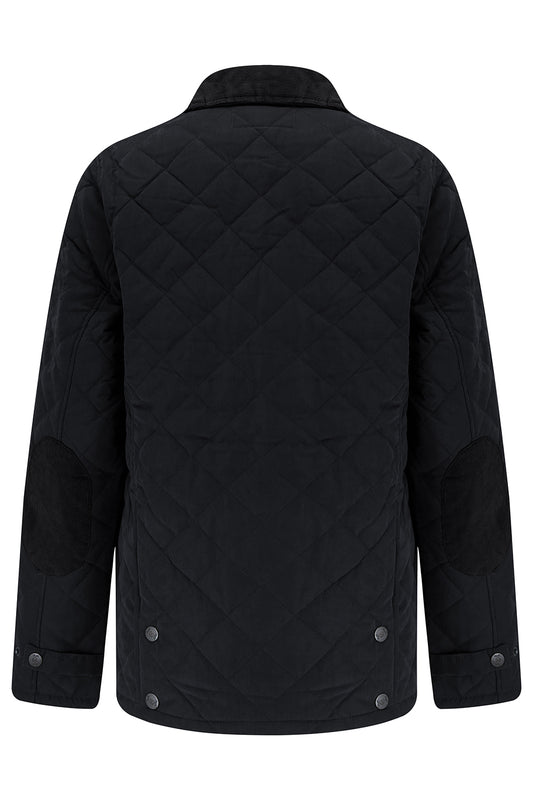 Tweed Outdoor Quilted Coat in Black