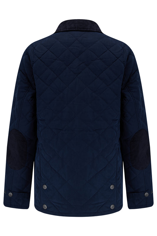 Tweed Outdoor Quilted Coat in Navy