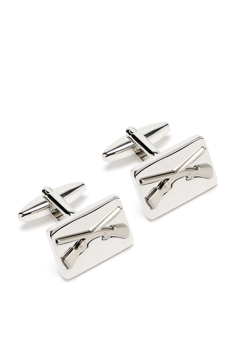 The Crossed Shotgun Country Cufflinks in Silver