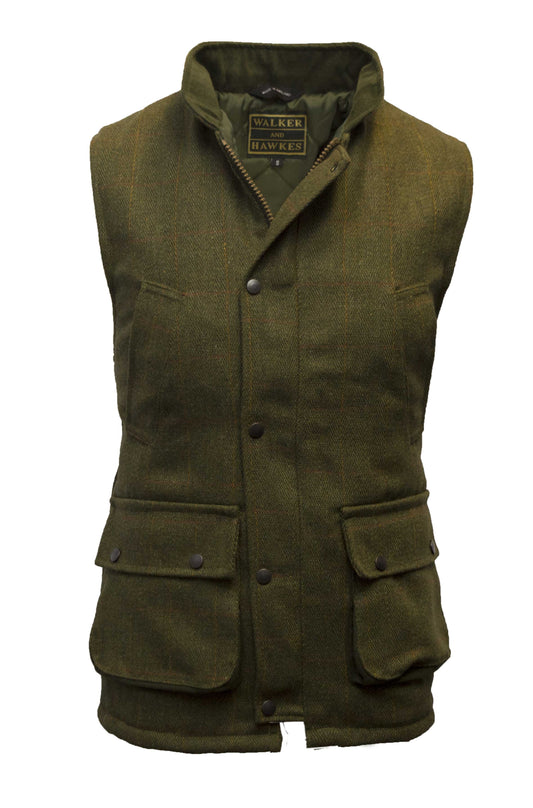 Walker & Hawkes Tweed Barrington Shooting Gilet in Dark Sage