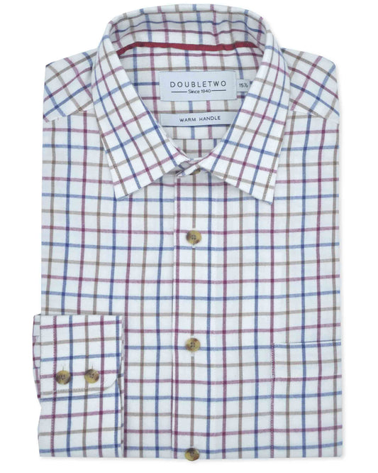 Plum Tattersall Check 100% Cotton Shirt