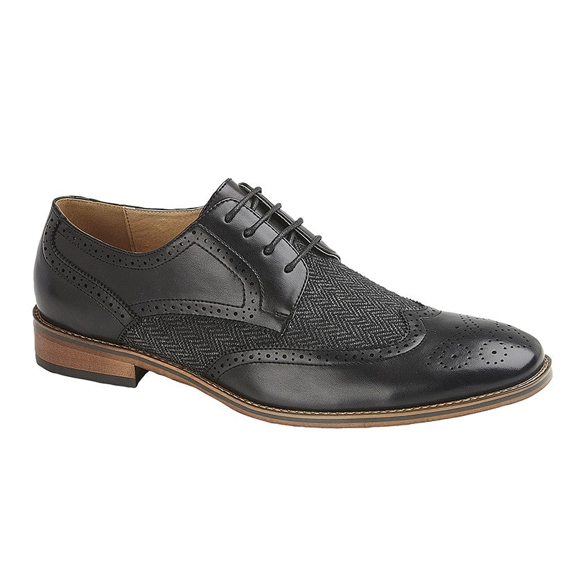 Tweed Outdoor Black Herringbone Tweed Brogue Shoe