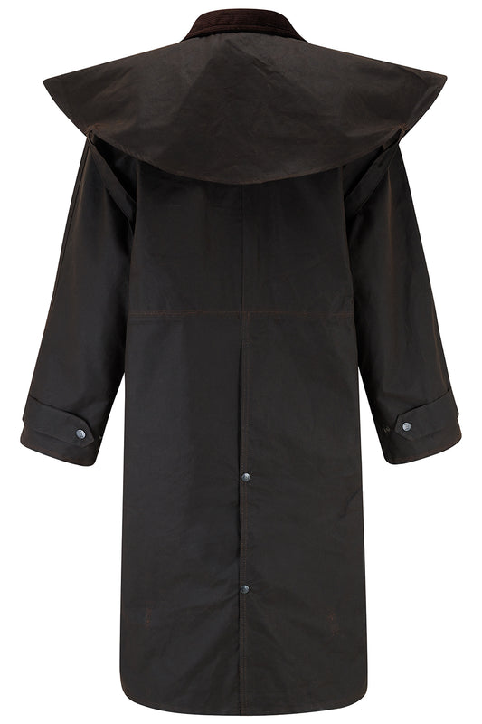 Tweed Outdoor Wax Long Coat in Brown