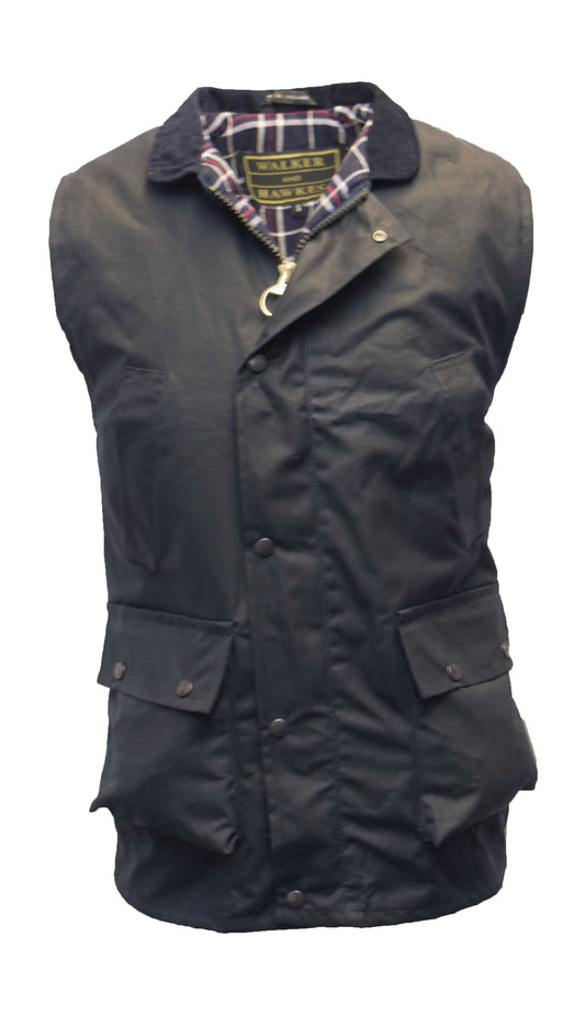 Walker & Hawkes Navy Winchester Wax Gilet