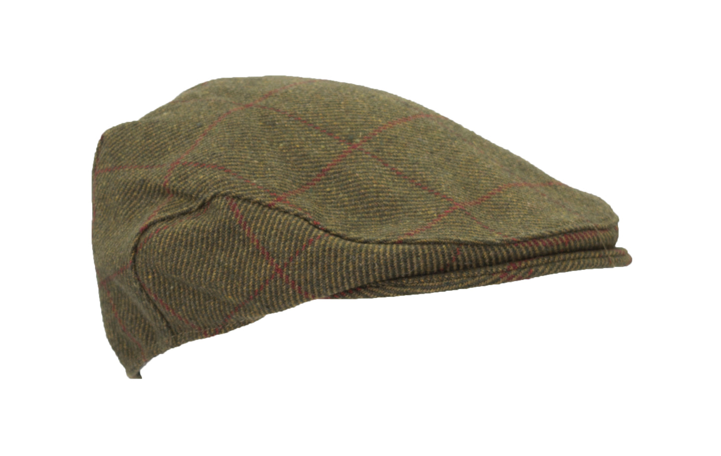 Walker & Hawkes Derby Tweed Flat Cap Green with Red Overcheck