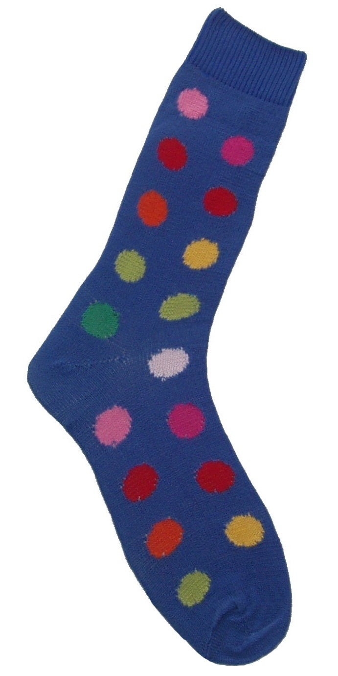 Mid Blue Polka Dot Cotton Socks