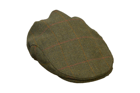 Walker & Hawkes Derby Tweed Flat Cap in Dark Sage