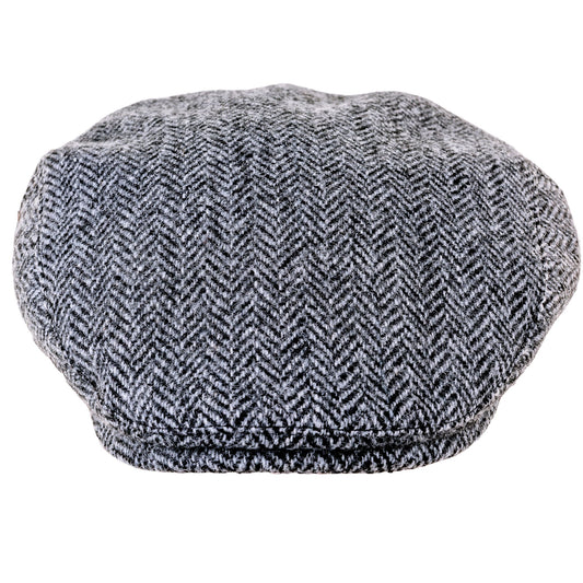 Harris Tweed Grey Herringbone Flat Cap