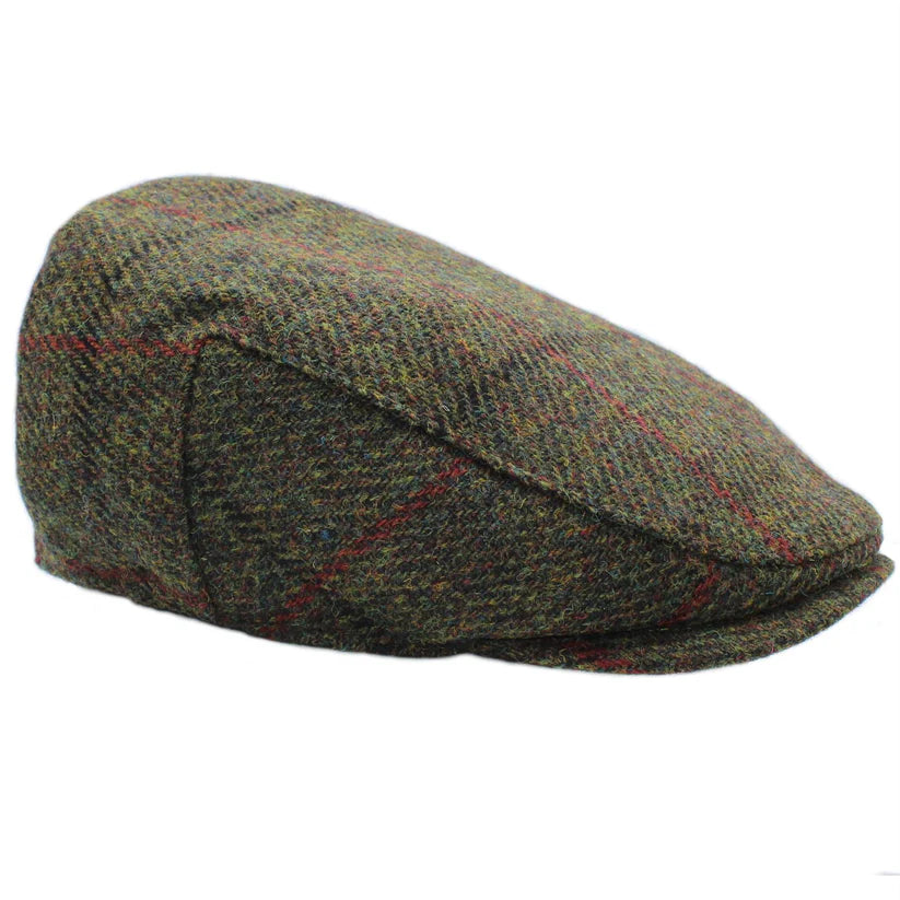 Harris Tweed Green Check Flat Cap
