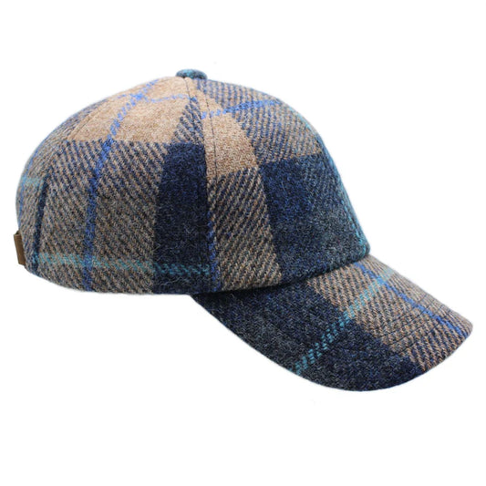 Harris Tweed Ladies Blue Check Baseball Cap