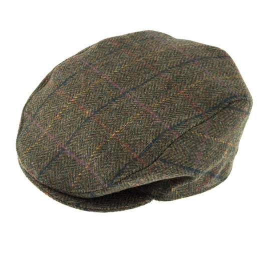 Dents Fonthill Abraham Moon Olive Check Tweed Cap