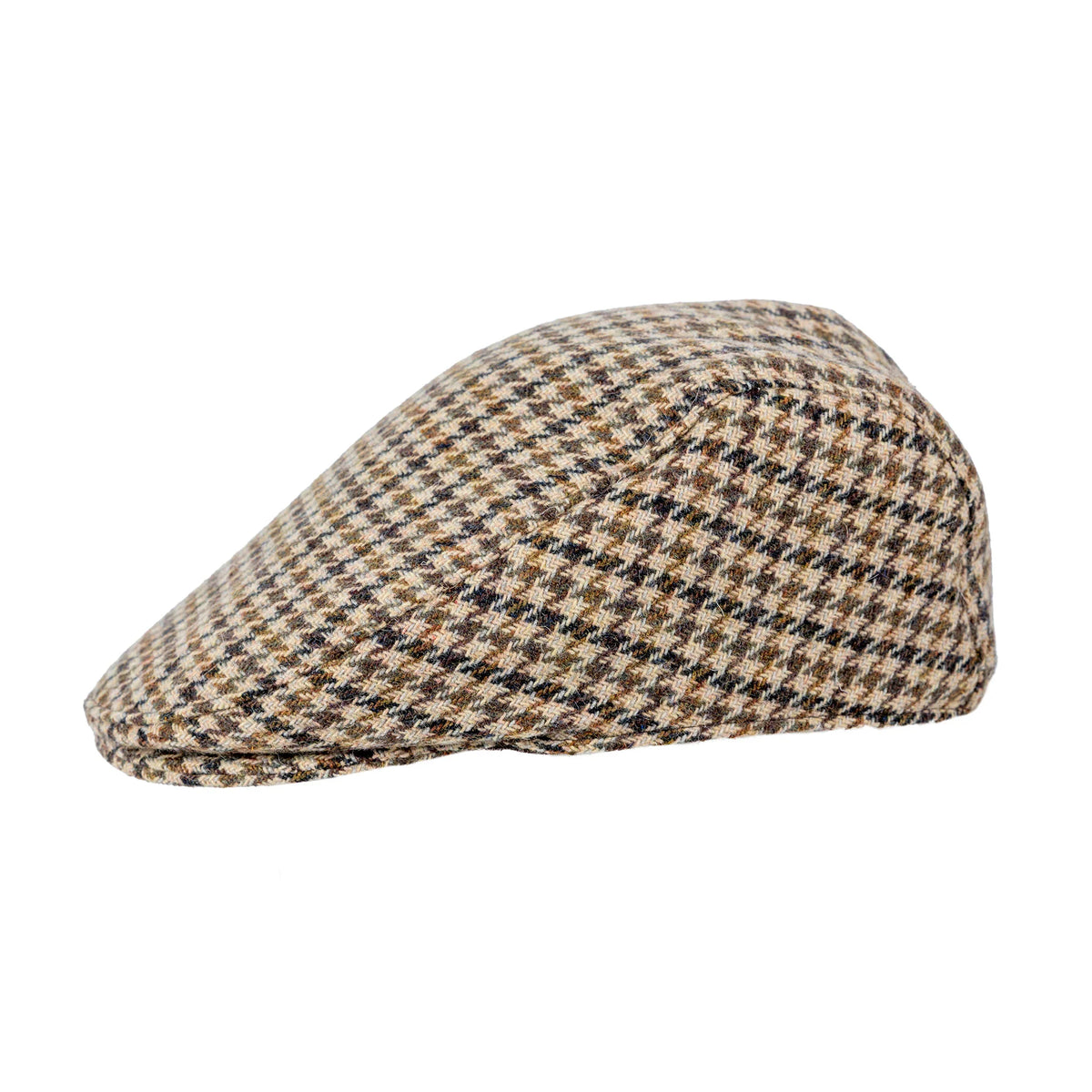 Dents Blashford Brown Dogtooth Tweed Flat Cap