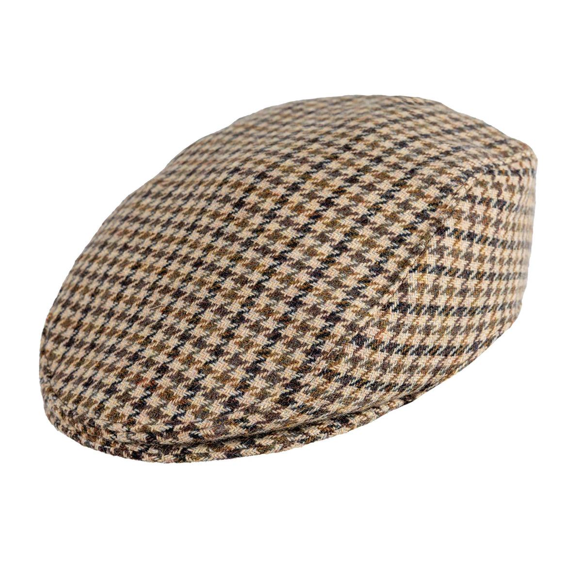 Dents Blashford Brown Dogtooth Tweed Flat Cap