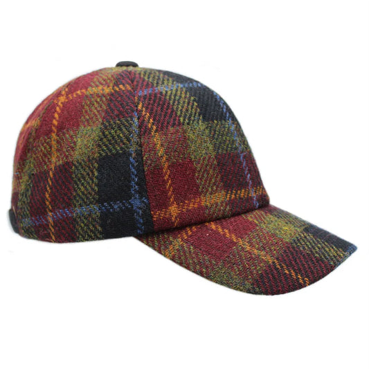 Harris Tweed Ladies Berry Check Baseball Cap