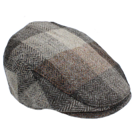 Harris Tweed Natural Patchwork Flat Cap