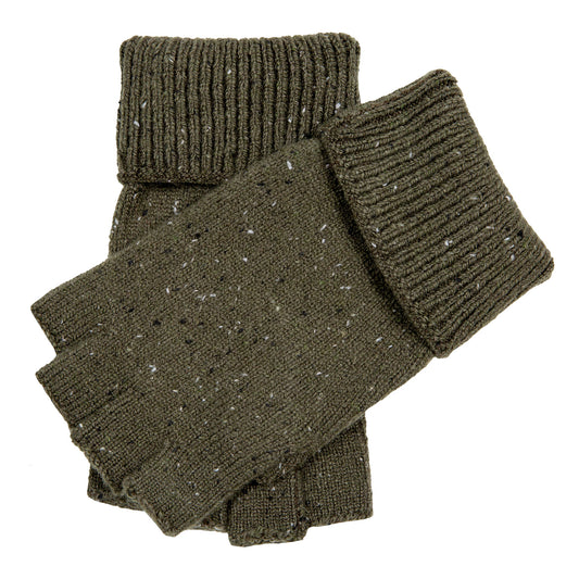 Dents Lymington Men's Olive Knitted Fingerless Gloves