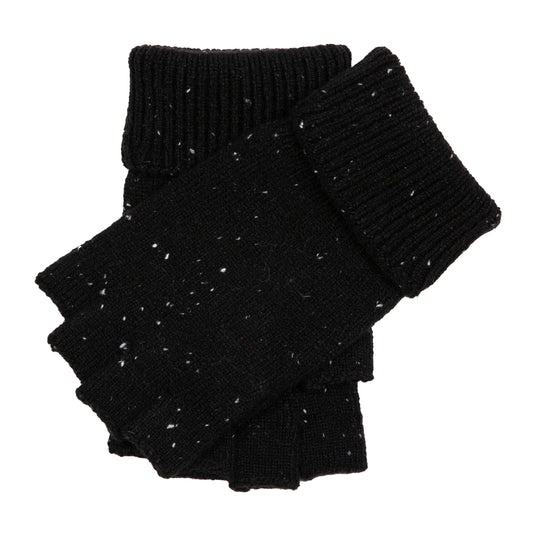 Dents Lymington Men's Black Knitted Fingerless Gloves