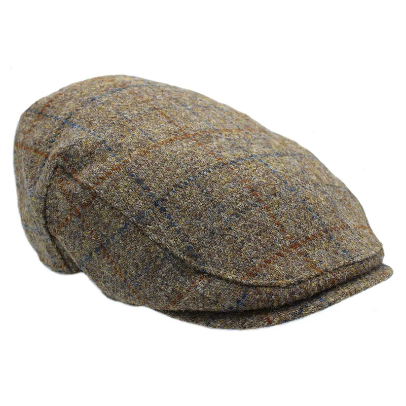 Harris Tweed Green with Multi-Check Flat Cap