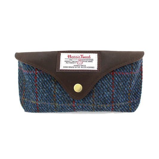 Harris Tweed Luxury Glasses Case in Blue Check Tweed