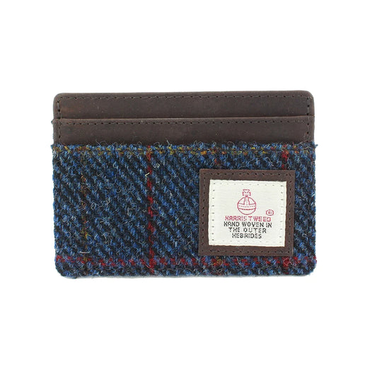 Harris Tweed Card Holder in Blue Check Tweed