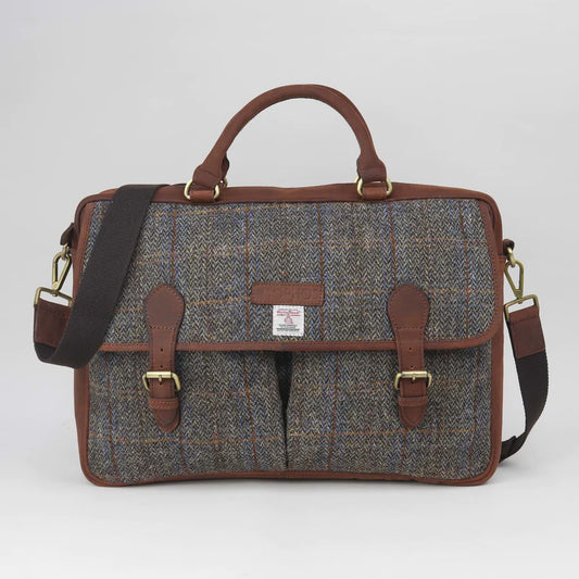 Harris Tweed Brown Check Briefcase