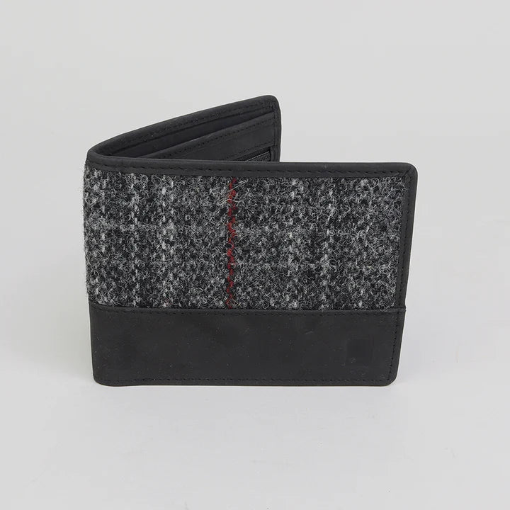 Harris Tweed Wallet in Grey Check Tweed