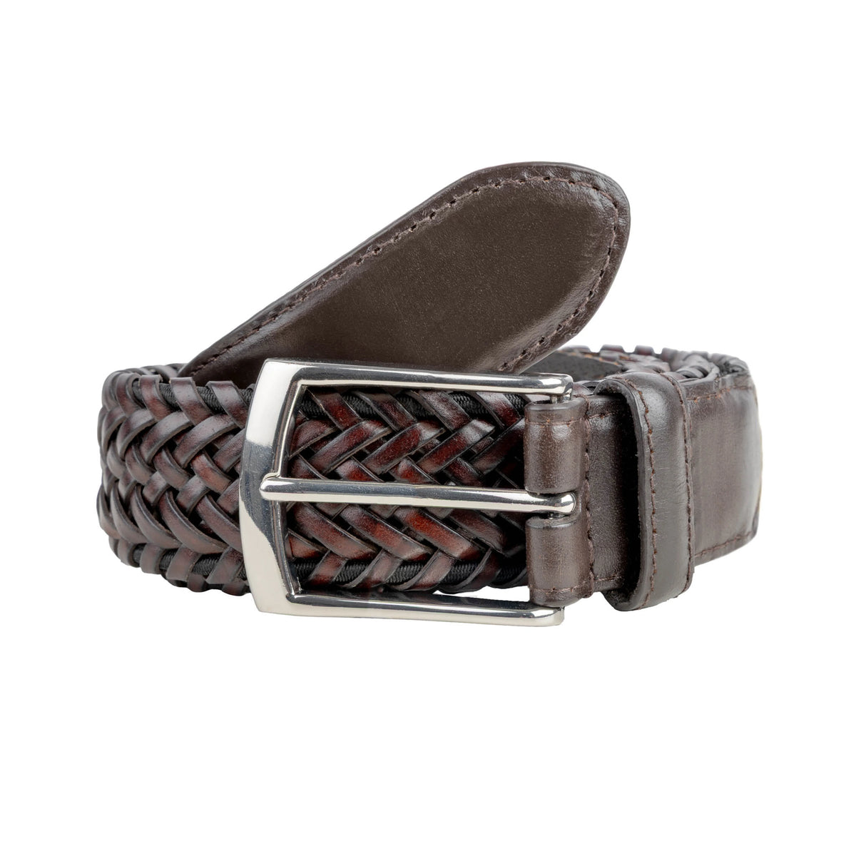 Dents Men's Woven Brown Leather Belt