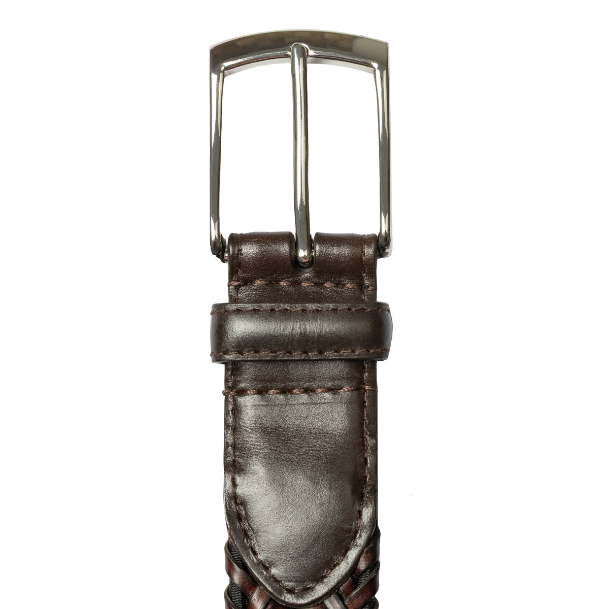 Dents Men's Woven Brown Leather Belt