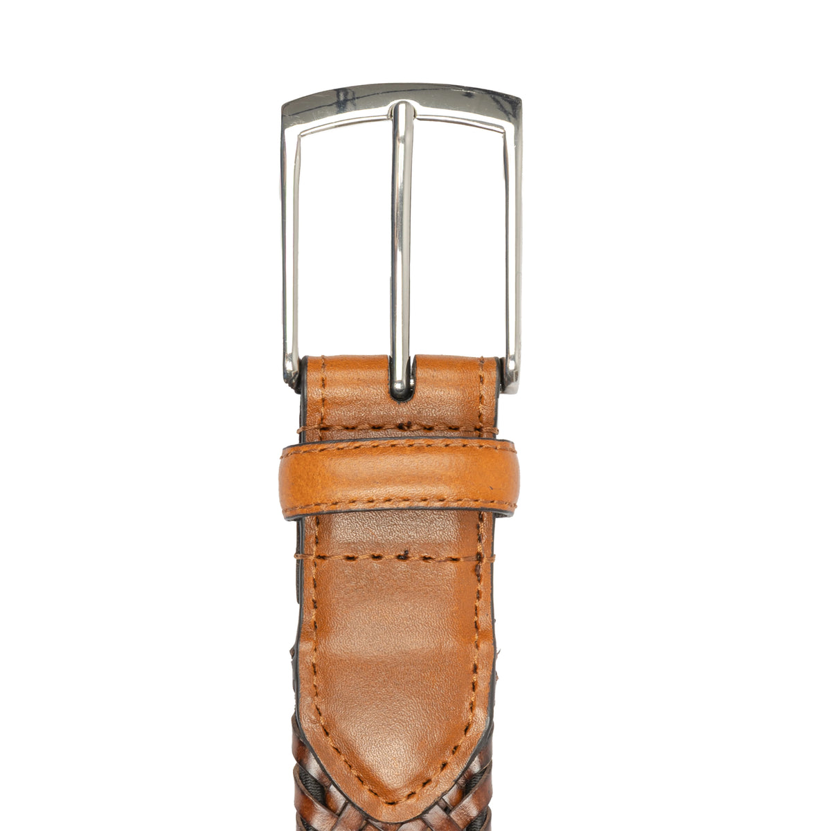 Dents Men's Woven Tan Leather Belt