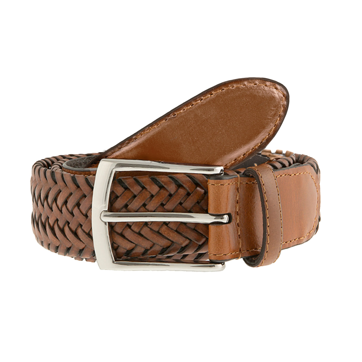 Dents Men's Woven Tan Leather Belt