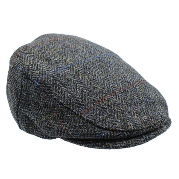 Harris Tweed Granite Herringbone Flat Cap