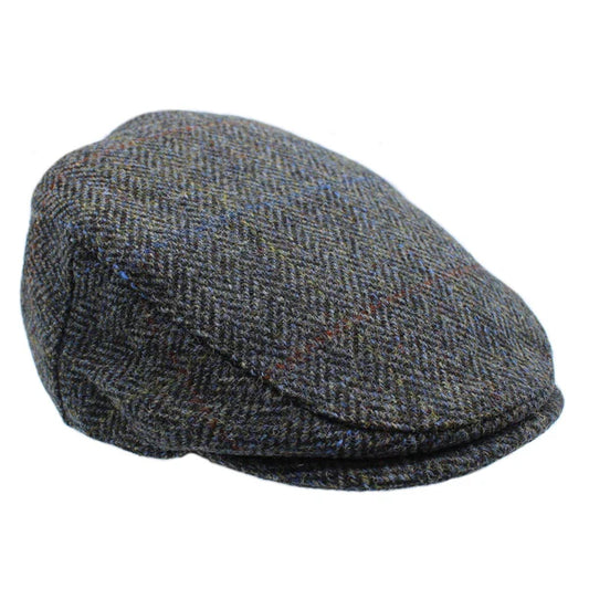 Harris Tweed Granite Herringbone Flat Cap