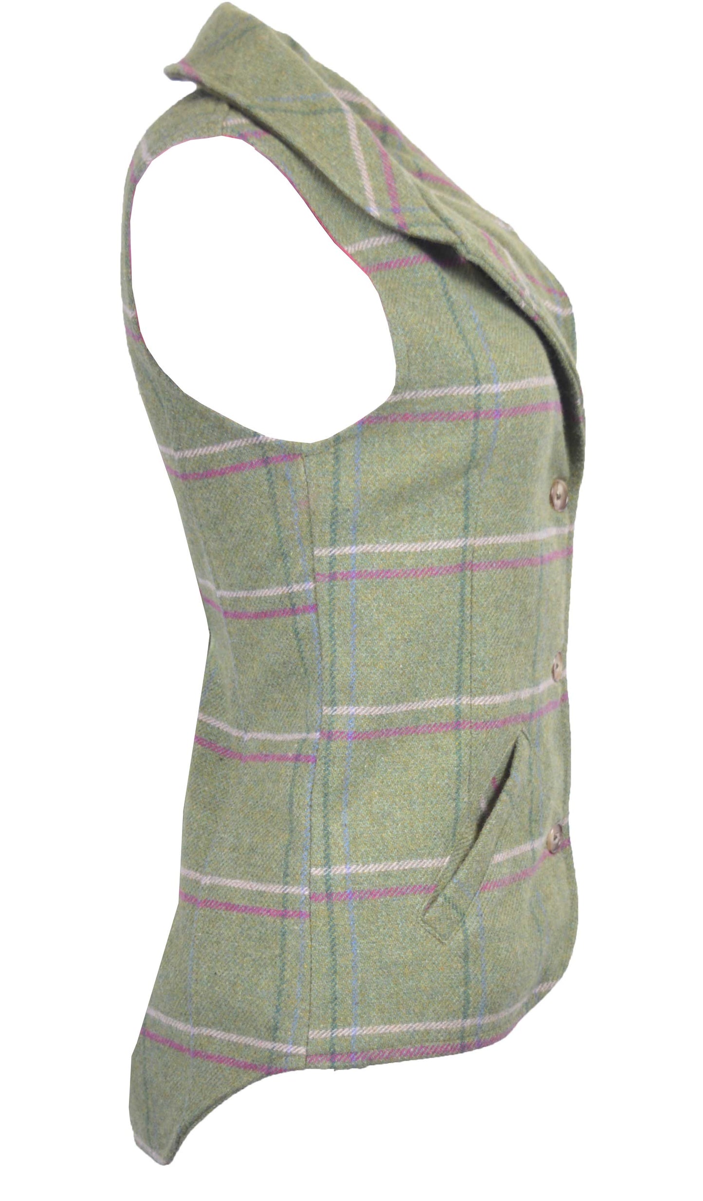 Walker & Hawkes Ladies Pink Overcheck Tweed Ashby Waistcoat