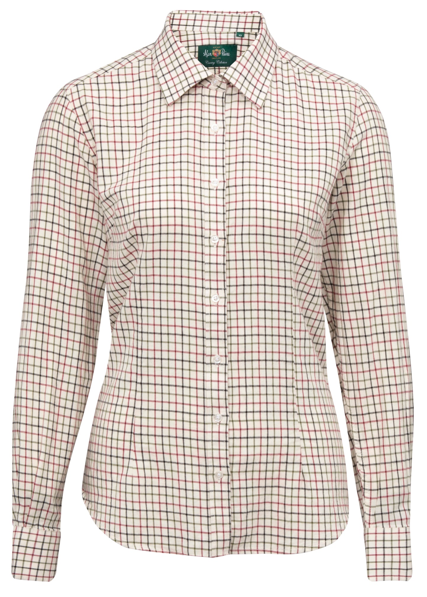 Alan Paine Ladies Red Tattersall Check 100% Cotton Shirt