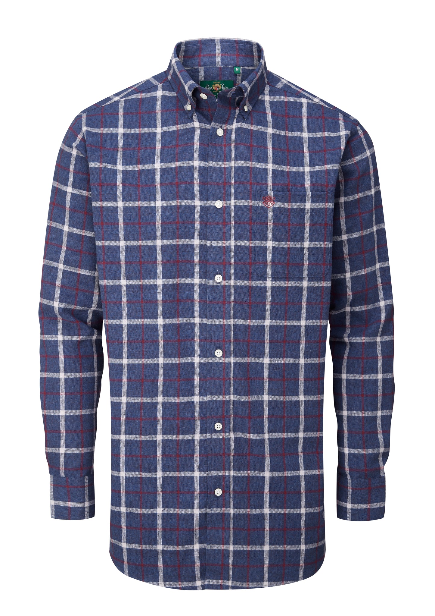 Alan Paine Blue Flannel Check 100% Cotton Shirt