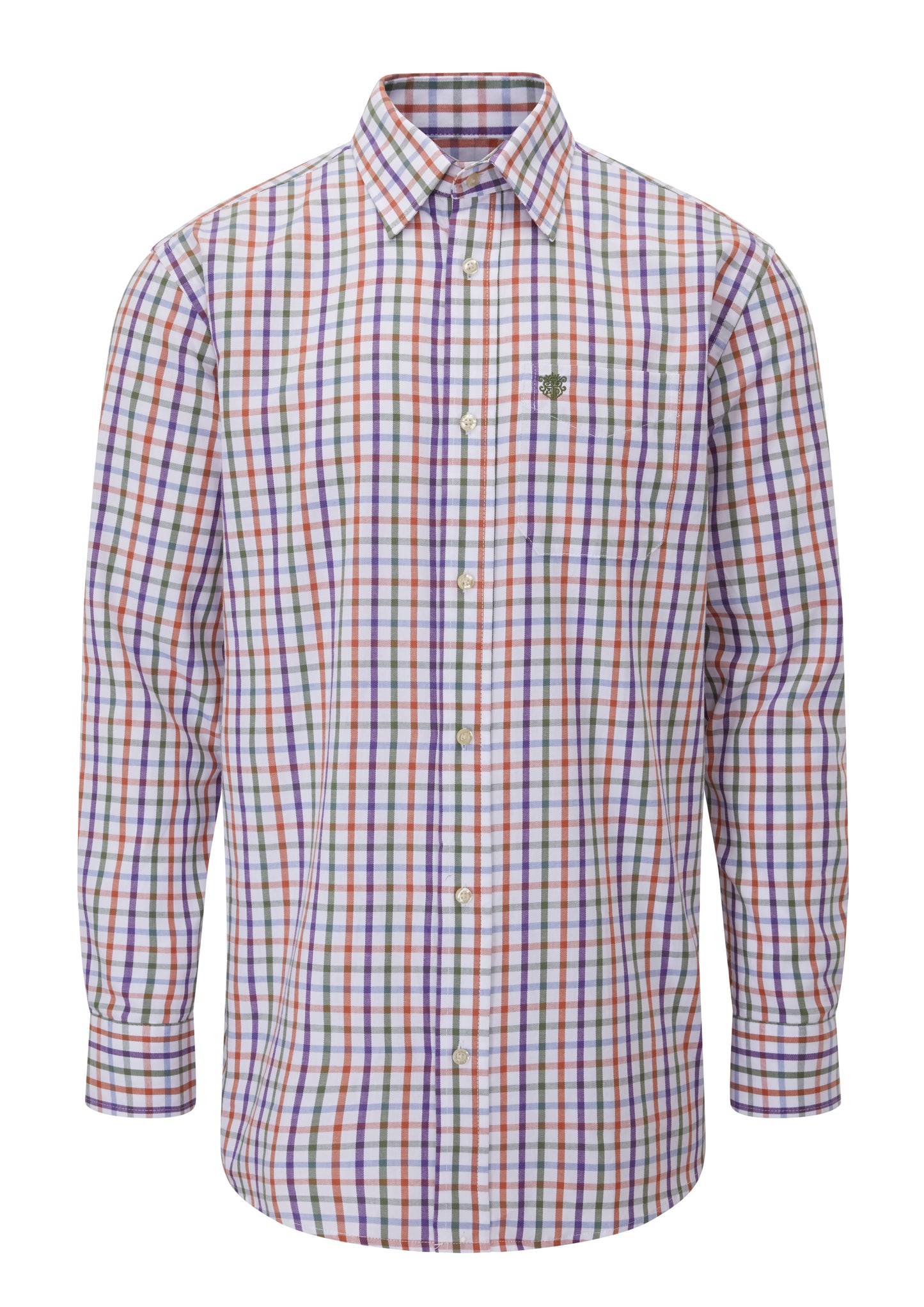 Alan Paine Rust Tattersall Check 100% Cotton Shirt in Shooting Fit