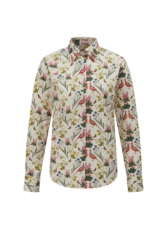 Alan Paine Ladies Lawen Cream Floral Print Shirt