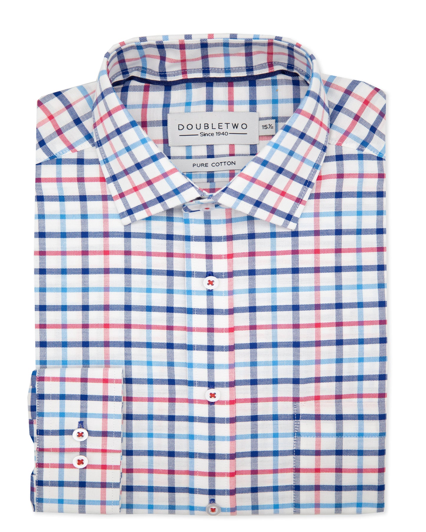 Navy and Red Check 100% Cotton Shirt