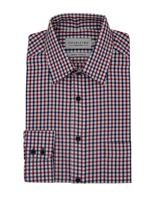 Red & Blue Tattersall Check 100% Cotton Shirt