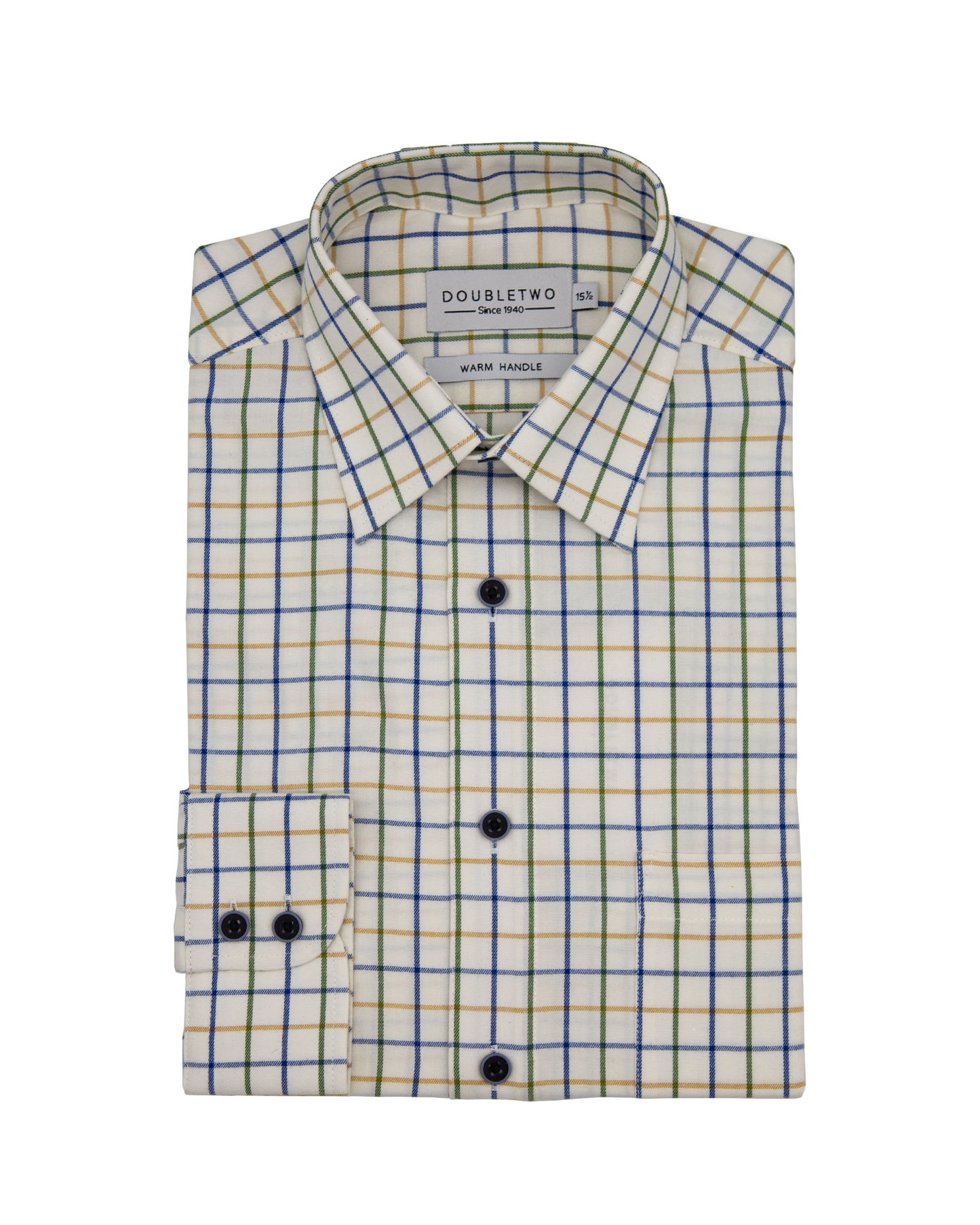 Gold & Navy Tattersall Check 100% Cotton Shirt