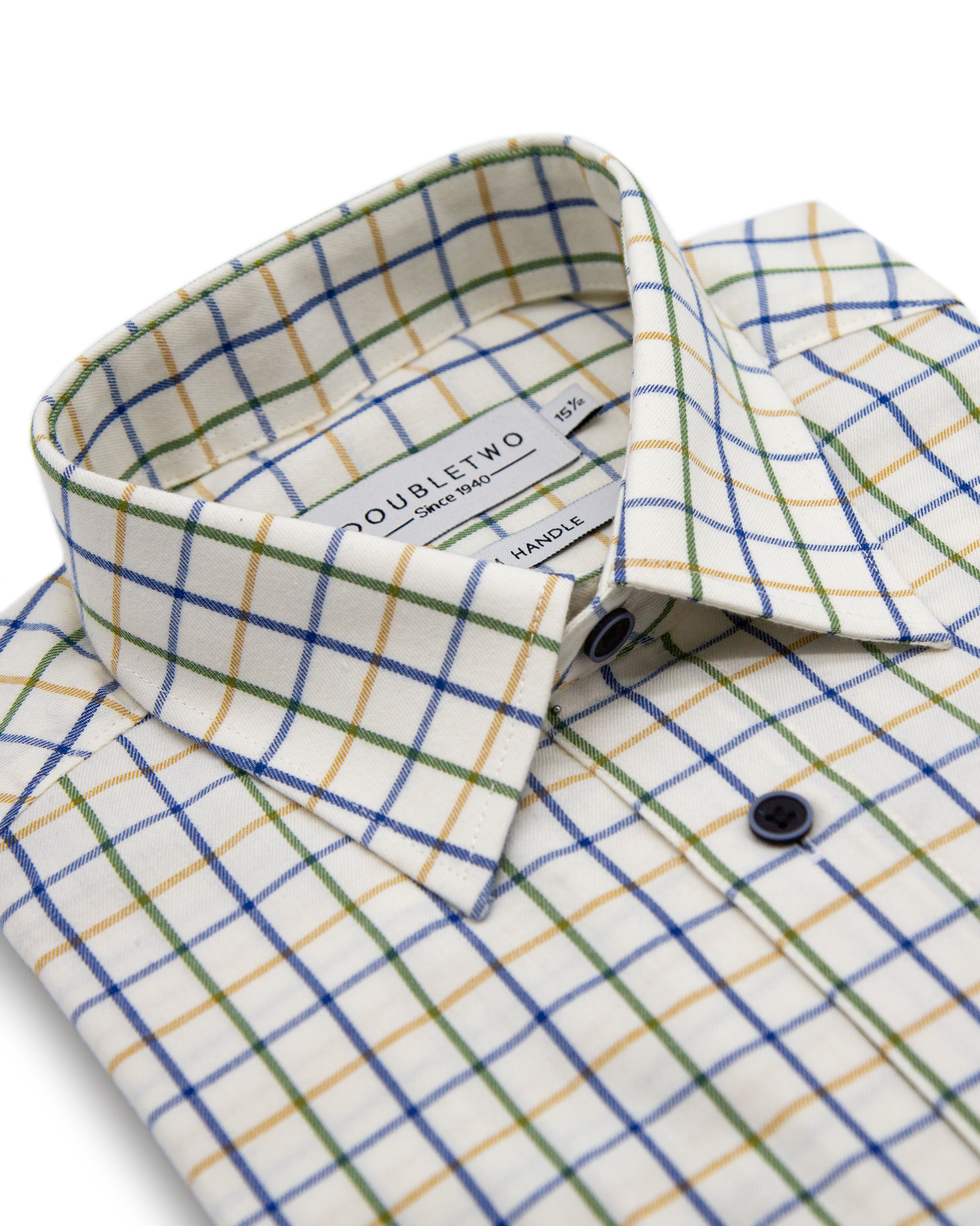 Gold & Navy Tattersall Check 100% Cotton Shirt