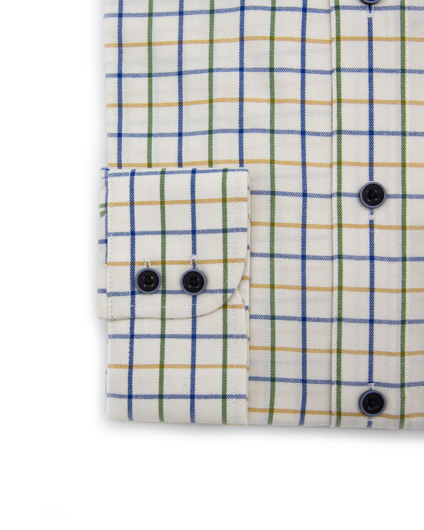 Gold & Navy Tattersall Check 100% Cotton Shirt