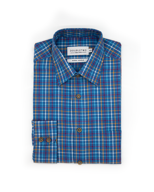 Blue Tattersall Check 100% Cotton Shirt