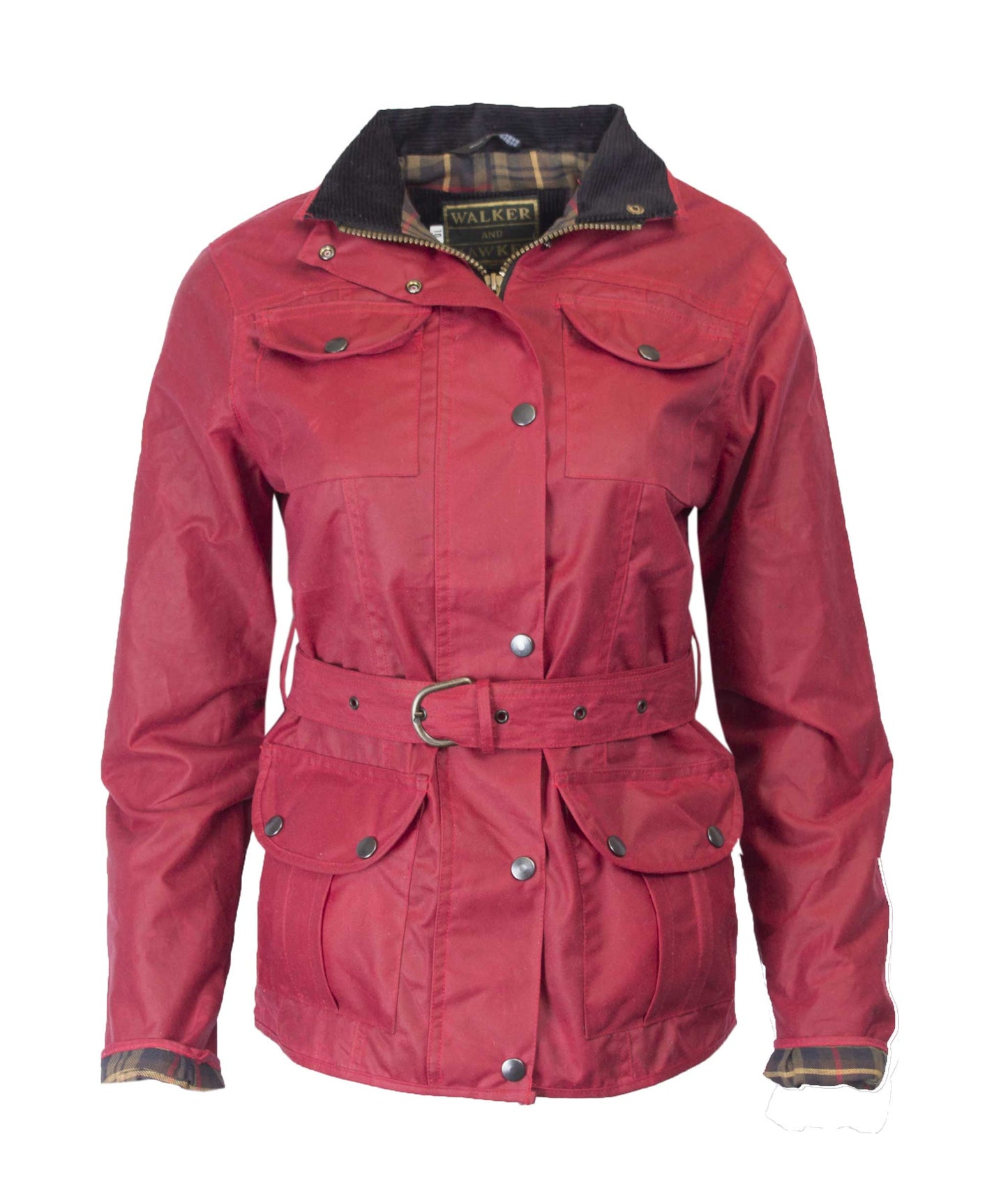 Walker & Hawkes Ladies Red Wax Biker jacket