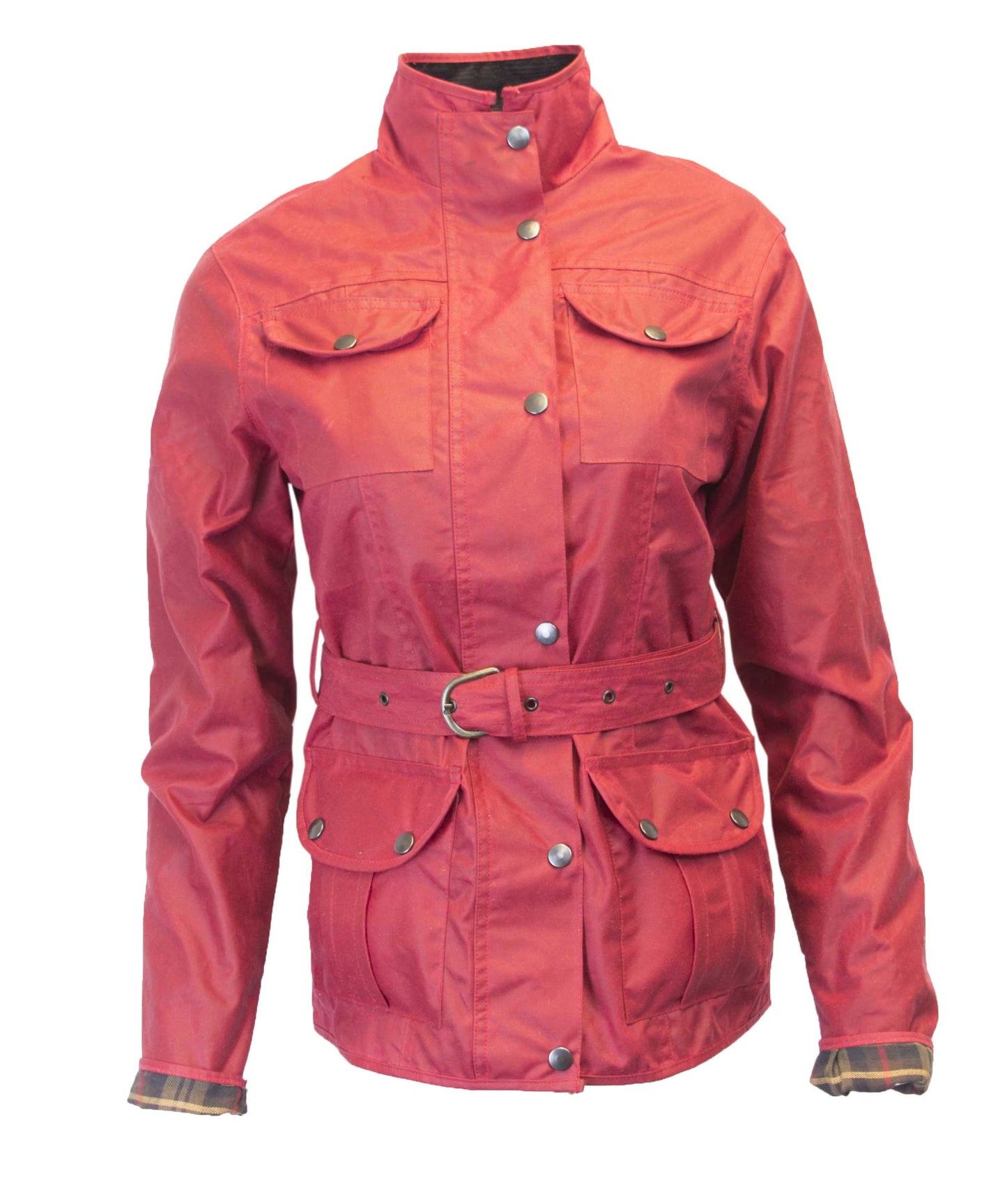 Walker & Hawkes Ladies Red Wax Biker jacket