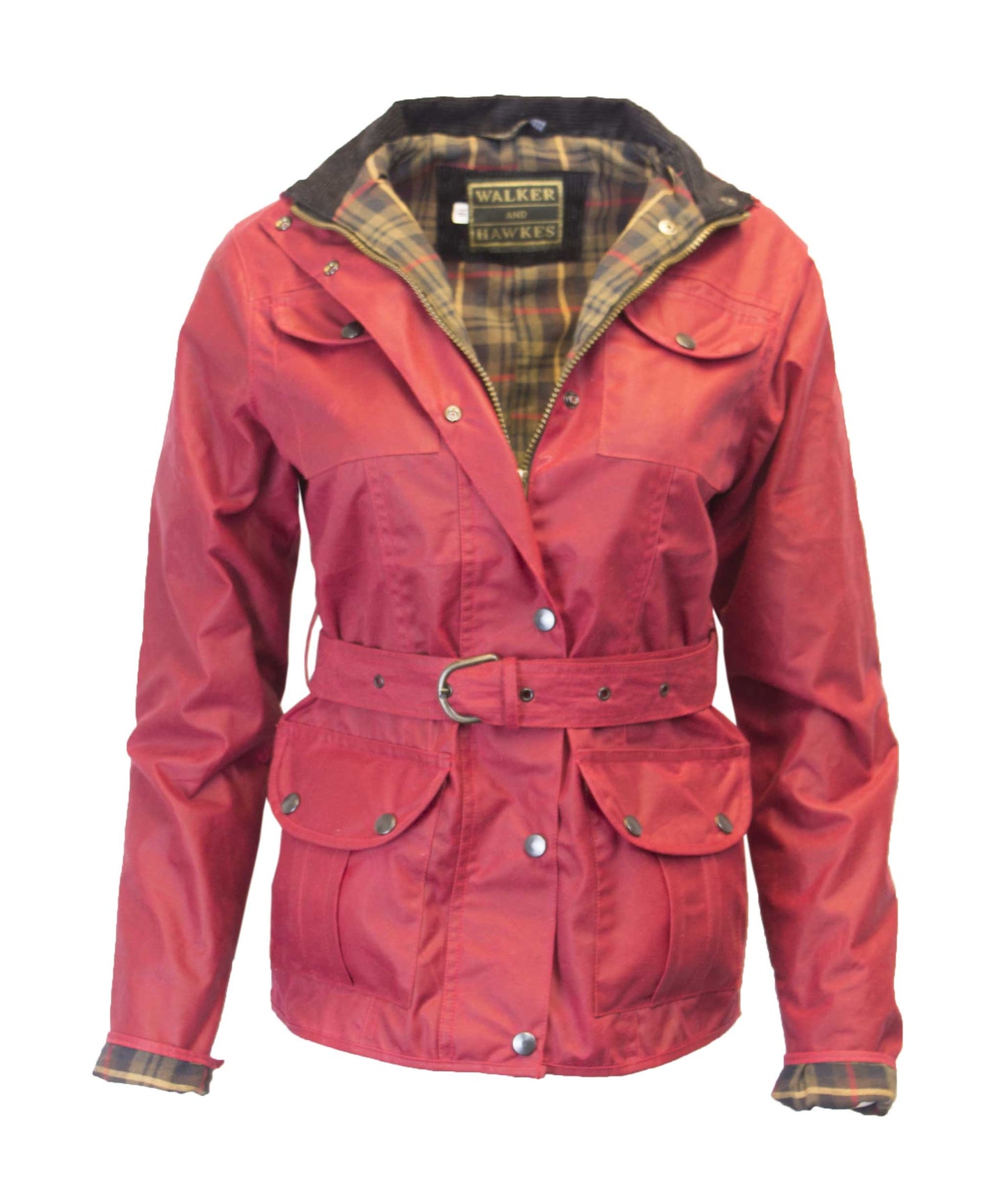 Walker & Hawkes Ladies Red Wax Biker jacket