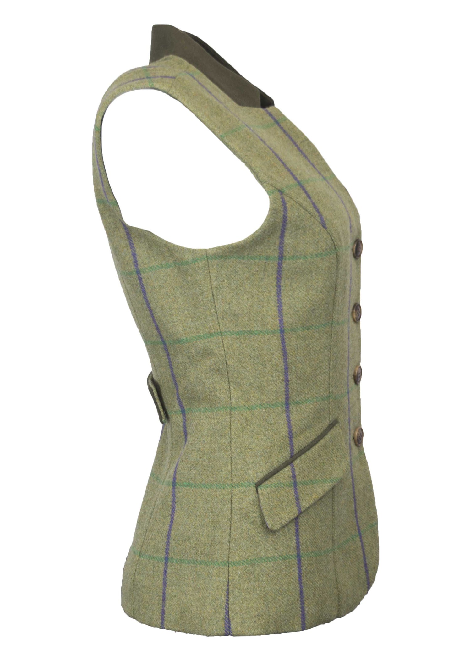 Walker & Hawkes Purple Overcheck Ladies Shooting Tweed Gilet