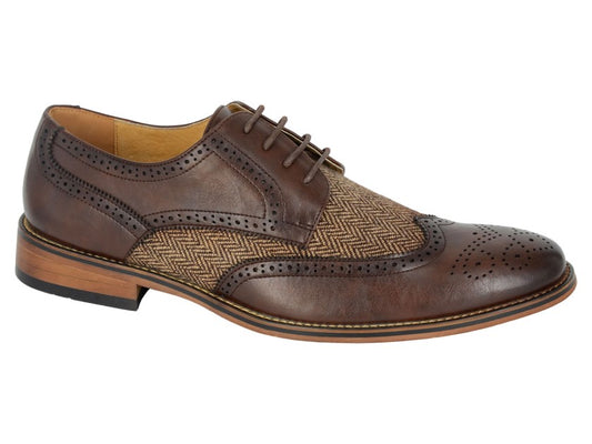 Tweed Outdoor Antique Brown Herringbone Tweed Brogue Shoe